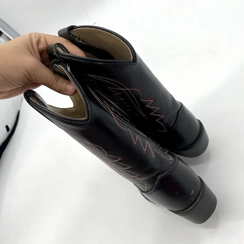 Cody James Kids Black & Red Leather Cowboy Boots 1D